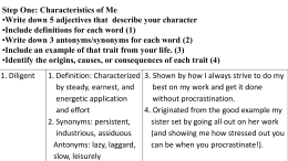 Characteristics of Me Assignment