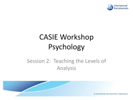 Teaching The Levels Of Analysis - IB-Psychology
