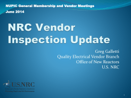 NRCs perspective on Quality Assurance