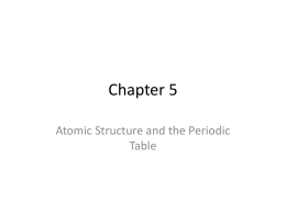 Chapter 5: Atomic Structure and the Periodic