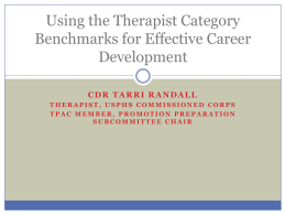 Using the Therapist Category Benchmarks for Effective