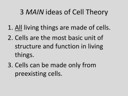 3 MAIN ideas of Cell Theory
