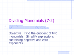 Dividing Monomials PowerPoint