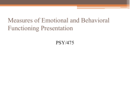 Measures of Emotional and Behavioral Functioning