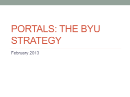 Portals: The BYU strategy