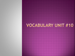 Vocabulary Unit #10