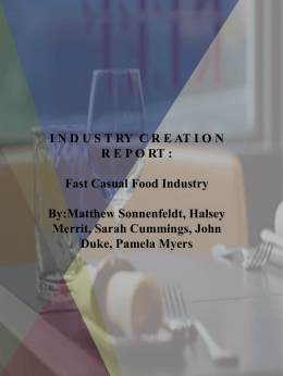 INDUST RY CRE AT IO N REPO RT : Fast Casual Food Industry By