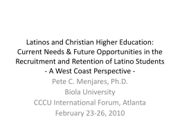 Latinos and Christian Higher Ed, Manjares (CEO) Part