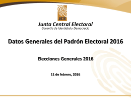 Datos Generales del Padrón Electoral 2016 11-02-2016