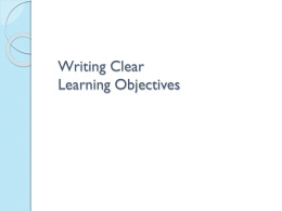 Writing Good Learning Objectives