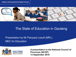 THe State of Education in Gauteng