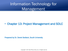 Lecture 1: Project Management and SDLC