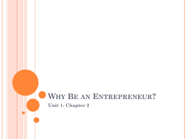 Why Be an Entrepreneur?