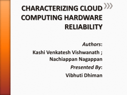 Cloud Computing Hardware Reliability
