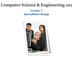 CSE 2111 Lecture 1-Spreadsheet Design