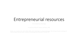 Entrepreneurial resources