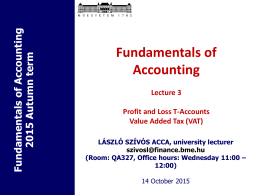 Fundamentals of Accounting Lecture 1 Introduction to the course