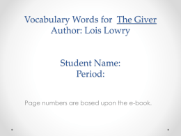 Vocabulary Words for The Giver