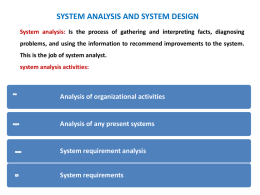 SYSTEM ANALYSIS AND SYSTEM DESIGN