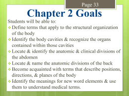 Structural Organization of the Body: Cont.