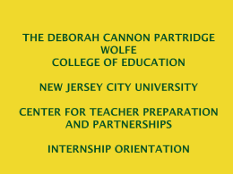 Internship Orientation - New Jersey City University