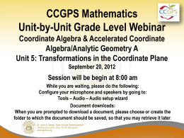 Coordinate Algebra/Analytic Geometry Unit 5 PowerPoint