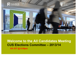 Welcome to the All Candidates Meeting