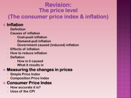 Revision: of the price level * The consumer price index