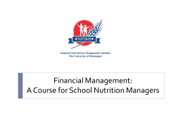 Financial Management: A Course for School Nutrition