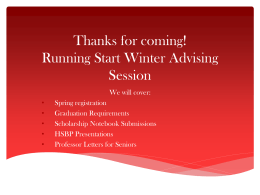 Running Start Winter Seminar