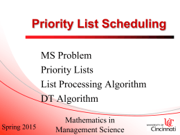 Priority List Scheduling