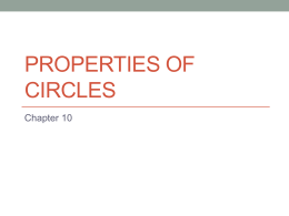 Chapter 10 - Properties of Circles
