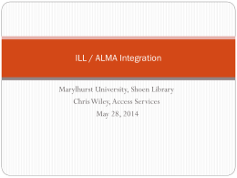 ILL / ALMA Integration - Orbis Cascade Alliance
