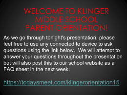 welcome to klinger middle school parent