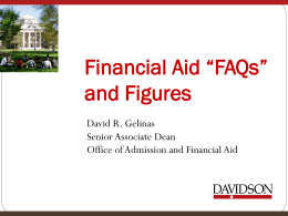 Financial Aid "FAQs" and Figures
