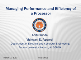 Managing Performance and Efficiency of a