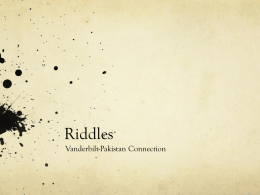 Riddles - Vanderbilt-Pakistan Connection