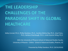 The leadership challenges of the paradigm shift in global healthcare.