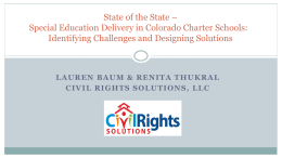Special Education Delivery - Colorado League of Charter Schools