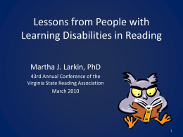 Lessons from People with Learning Disabilities in Reading