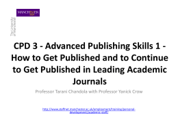 How to Get Published and to Continue to Get Published in Leading