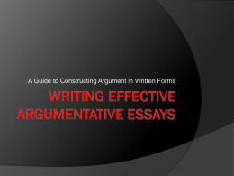 Writing effective argumentative essays