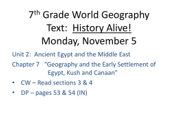 6th Grade World Geography Text: Geography Alive! Monday