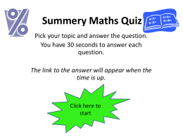 Maths Summer Quiz - Workington Academy