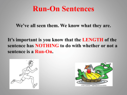 Run-On Sentences Ppt File