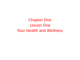 Chapter One Lesson One Your Health and Wellness