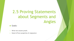 2.5 Proving Statements about Segments and Angles