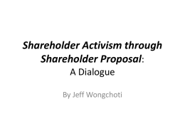 Shareholder Activism through Shareholder Proposal