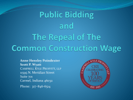 Common Construction Wage a/k/a Prevailing Wage Law