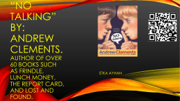 *No Talking* By: Andrew CLEMENTS